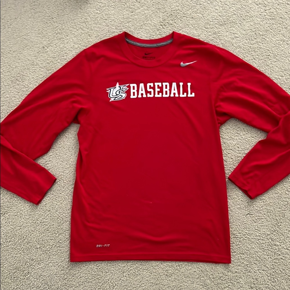 Nike USA BASEBALL Red Baseball Long Sleeve Shirt